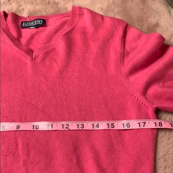 Lands' End Pink V-Neck Sweater Soft Knit - Picture 3 of 6